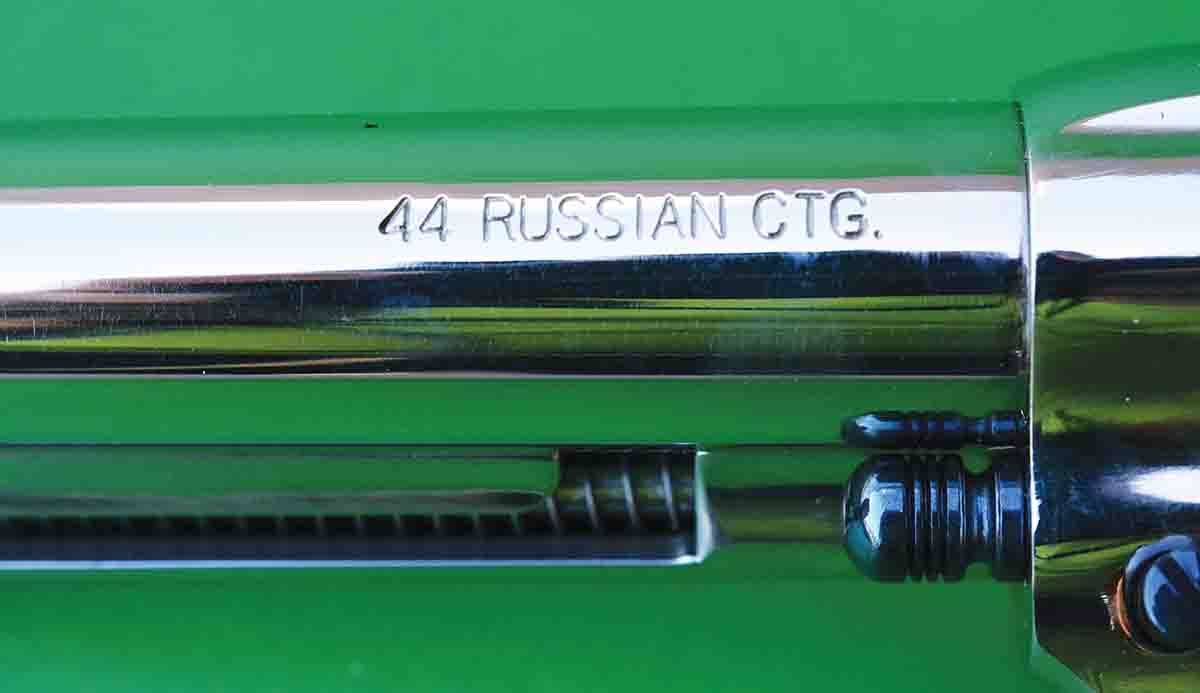 The 44 RUSSIAN CTG. Colt barrel marking.